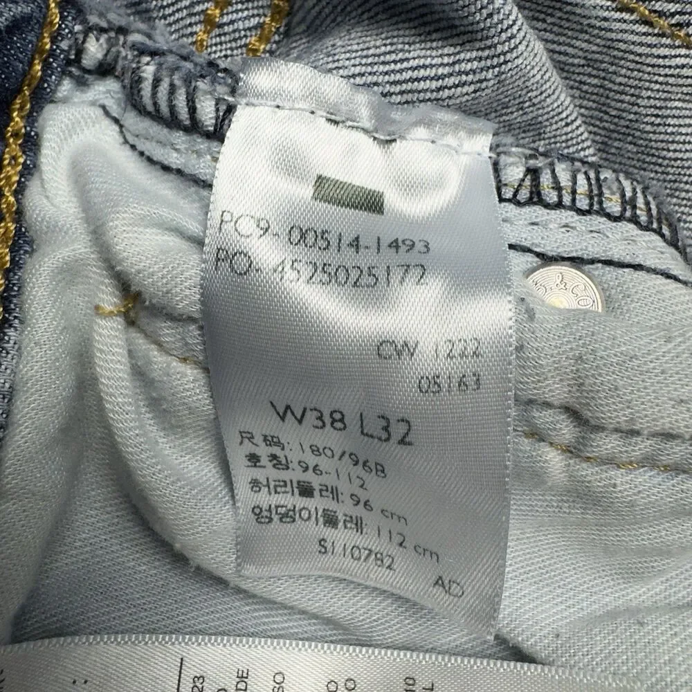 Levi’s 514 Straight Fit Blue Jeans Men’s Size 37x29.5 Distressed Wash Denim‎